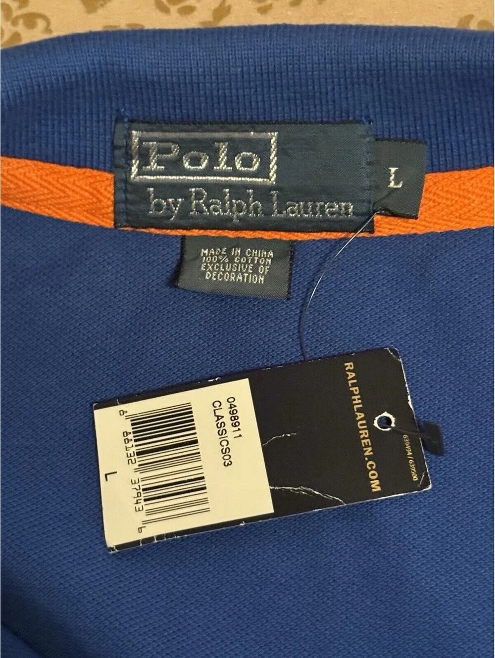 Polo Ralph Lauren Cross Mallet Logo Embroidered Polo Shirt Size L Blue